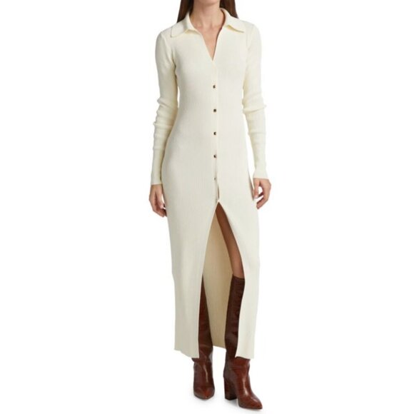 GAUGE81 Rubi Rib-Knit Dress in Ivory Maxi Dress Women's Size S - Picture 1 of 16